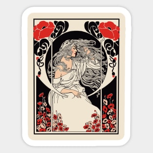 Art Deco Lady (on cream) Sticker